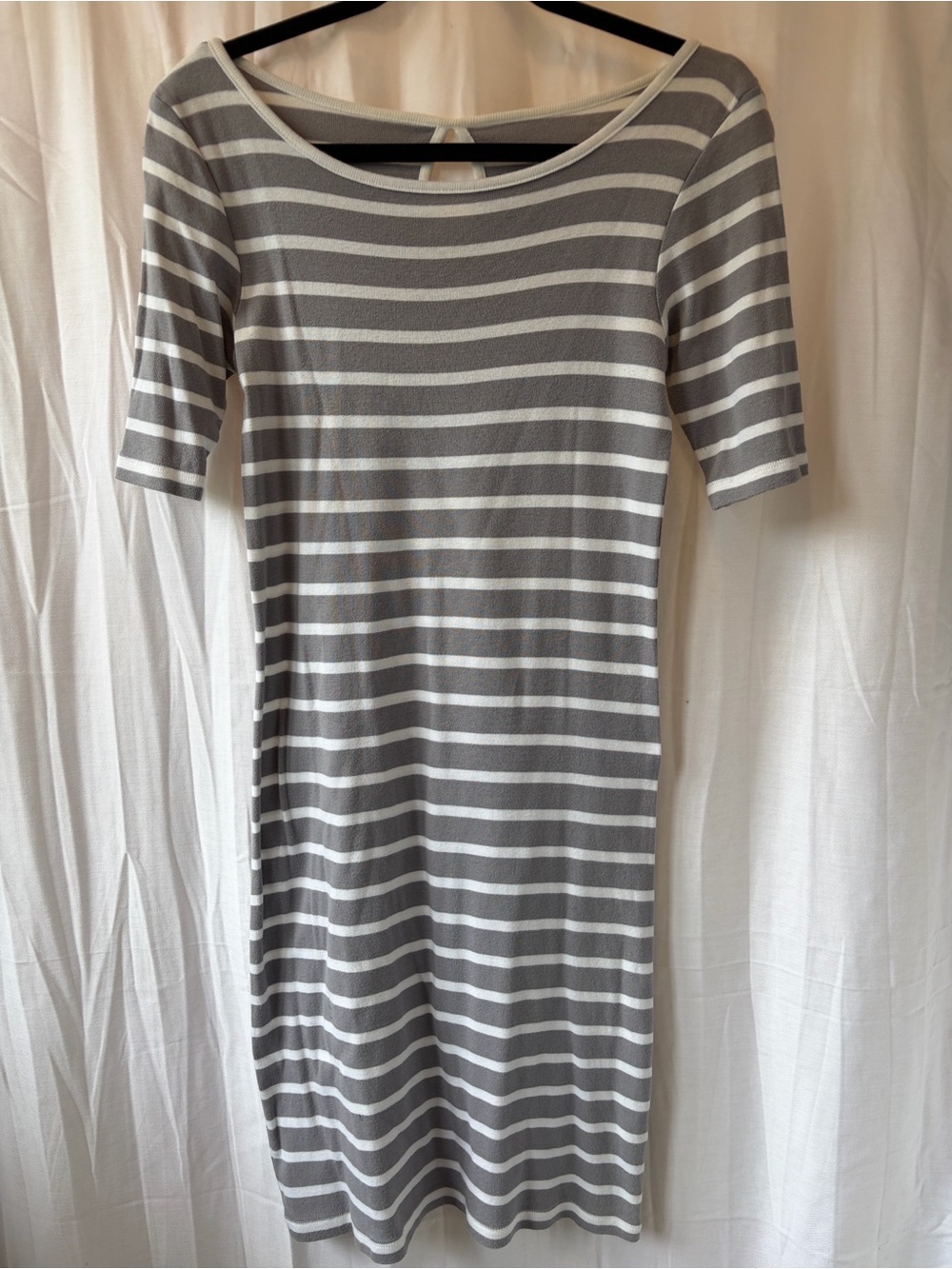 Segments Women’s Gray and White Striped Midi Dress